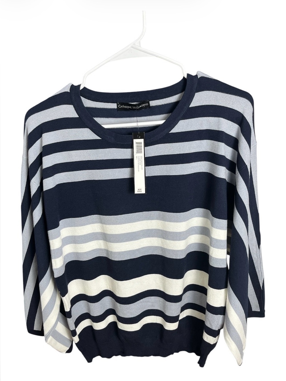 NWT Catherine Malandrino Striped Knit Dolman Sleeve Sweater Size L MSRP $68